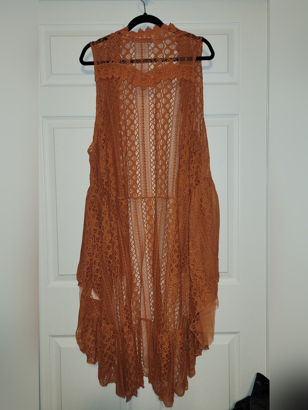 Origami by Vivian Burnt Orange Lace Duster - Picture 6 of 6